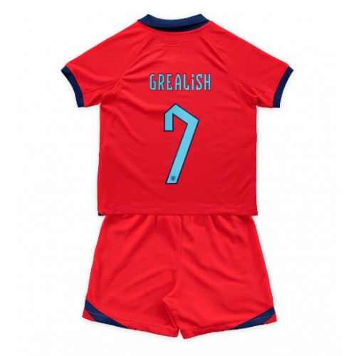 England Jack Grealish #7 Bortedraktsett Barn VM 2022 Kortermet (+ Korte bukser) England Jack Grealish #7 Bortedraktsett Barn VM 2022 Kortermet (+ Korte bukser)
